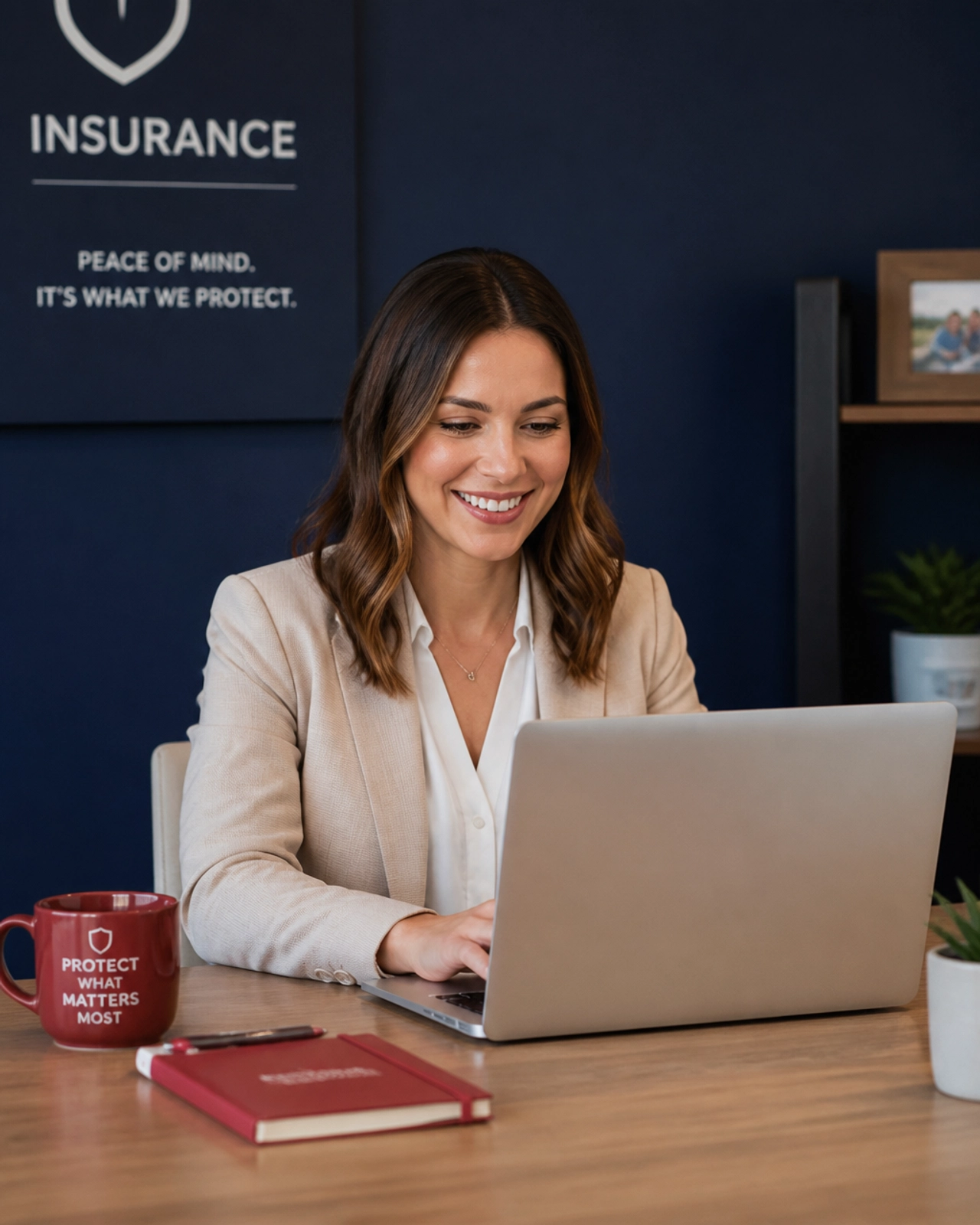 Professional agent working in a modern, well-connected office environment.