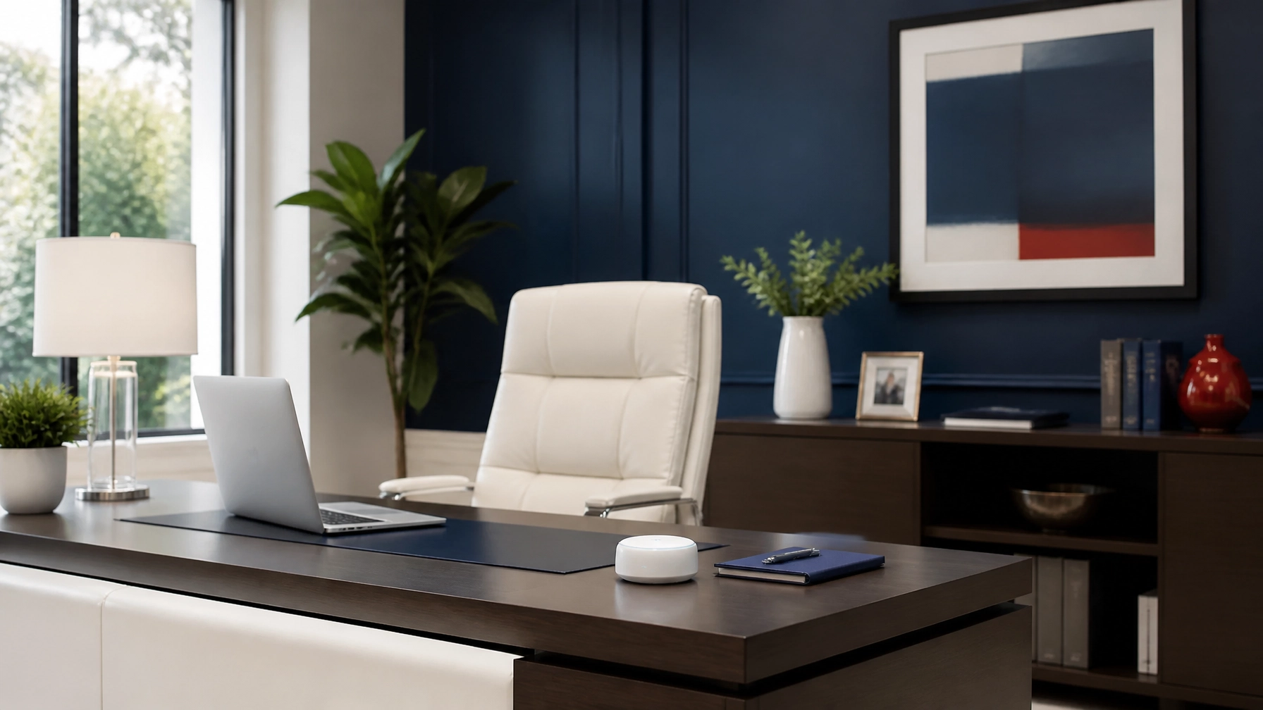 Professional business networking hardware installed neatly in a modern office with no visible cable clutter, showing why clean infrastructure matters